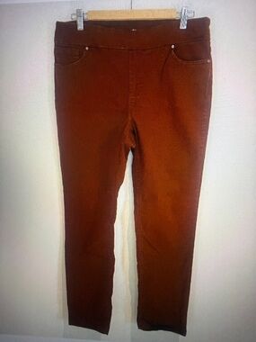 UP Women Brown Stretch Casual Jeans Pants Straight Leg Size 12